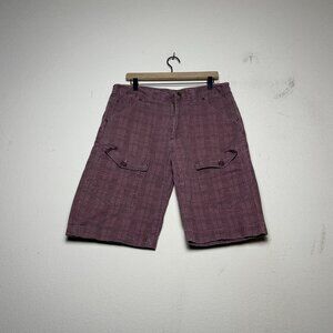 Royal Premium Indie Cargo Red Plaid Short Men 34 Skater Y2K Checkered Baggy